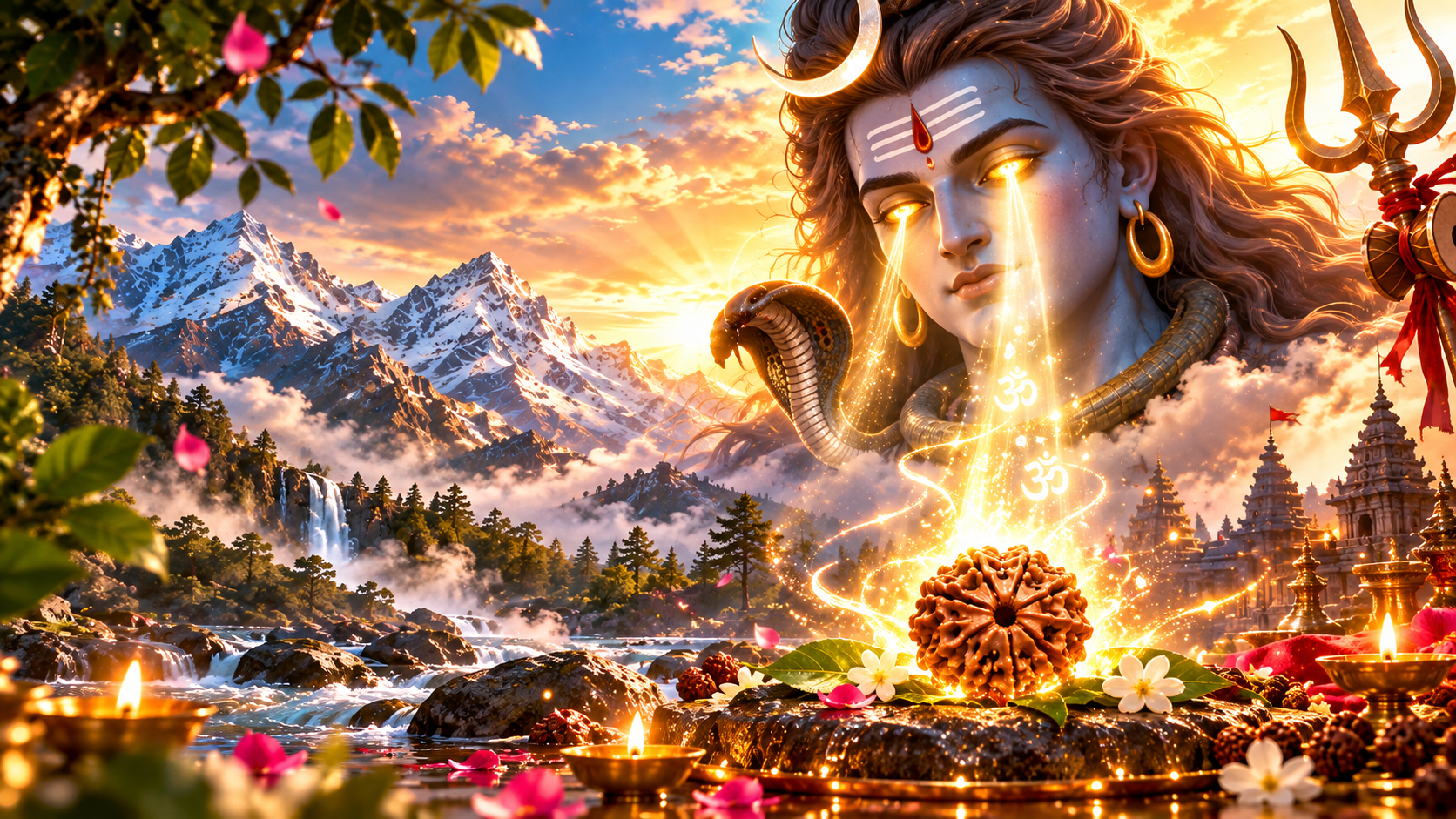 Lord Shiva devotional Holy Rudraksha banner