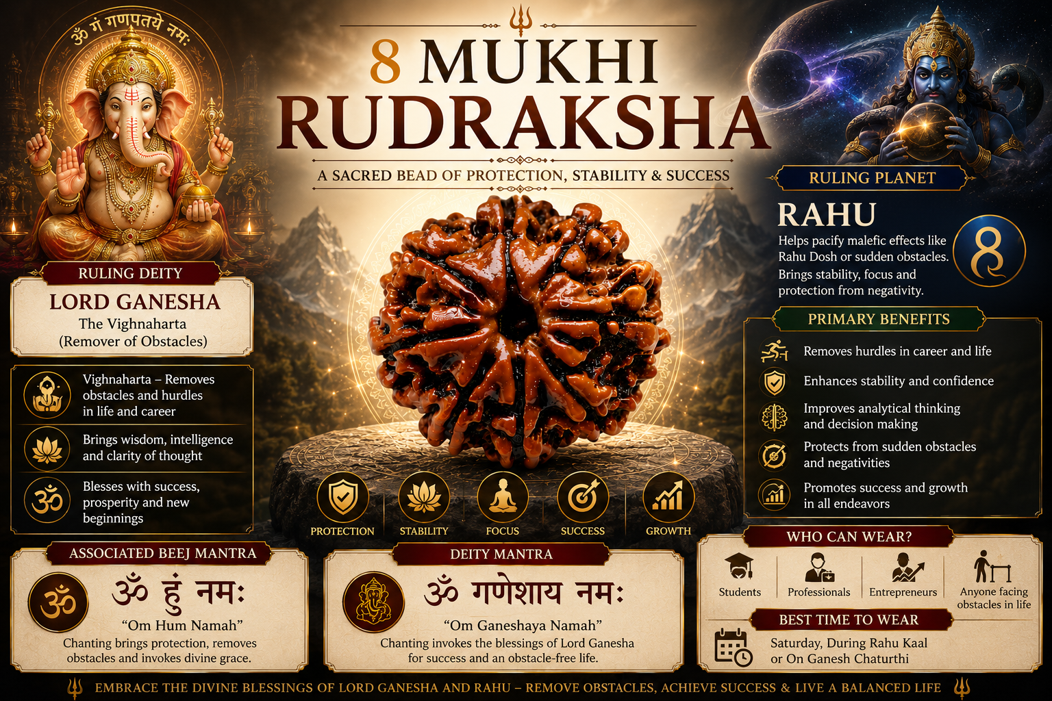 Holy Rudraksha 8 Mukhi Rudraksha ā Nepal Origin | Natural & Certified view 3