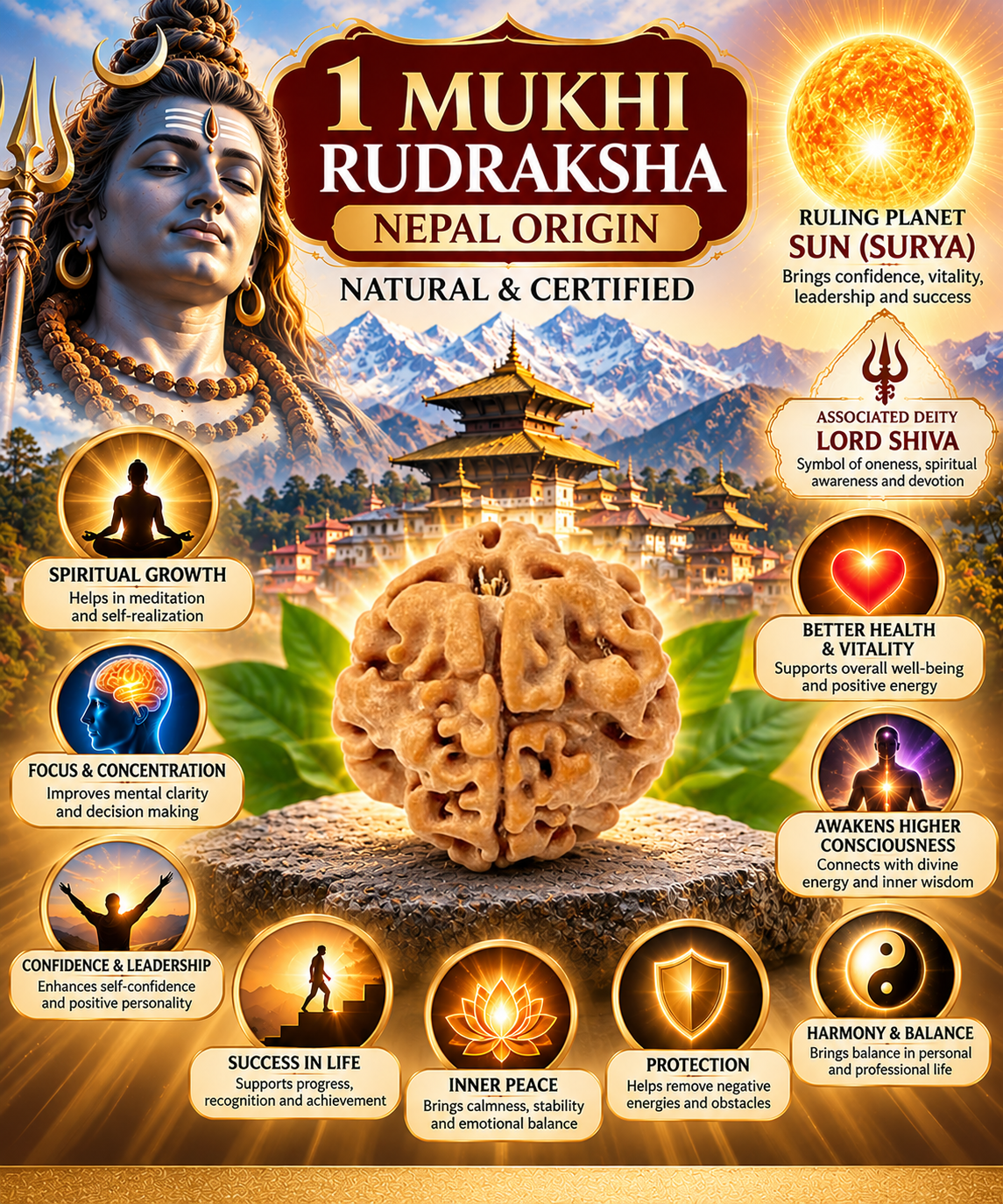 Holy Rudraksha 1 Mukhi Rudraksha – Nepal Origin | Natural & Certified image 5