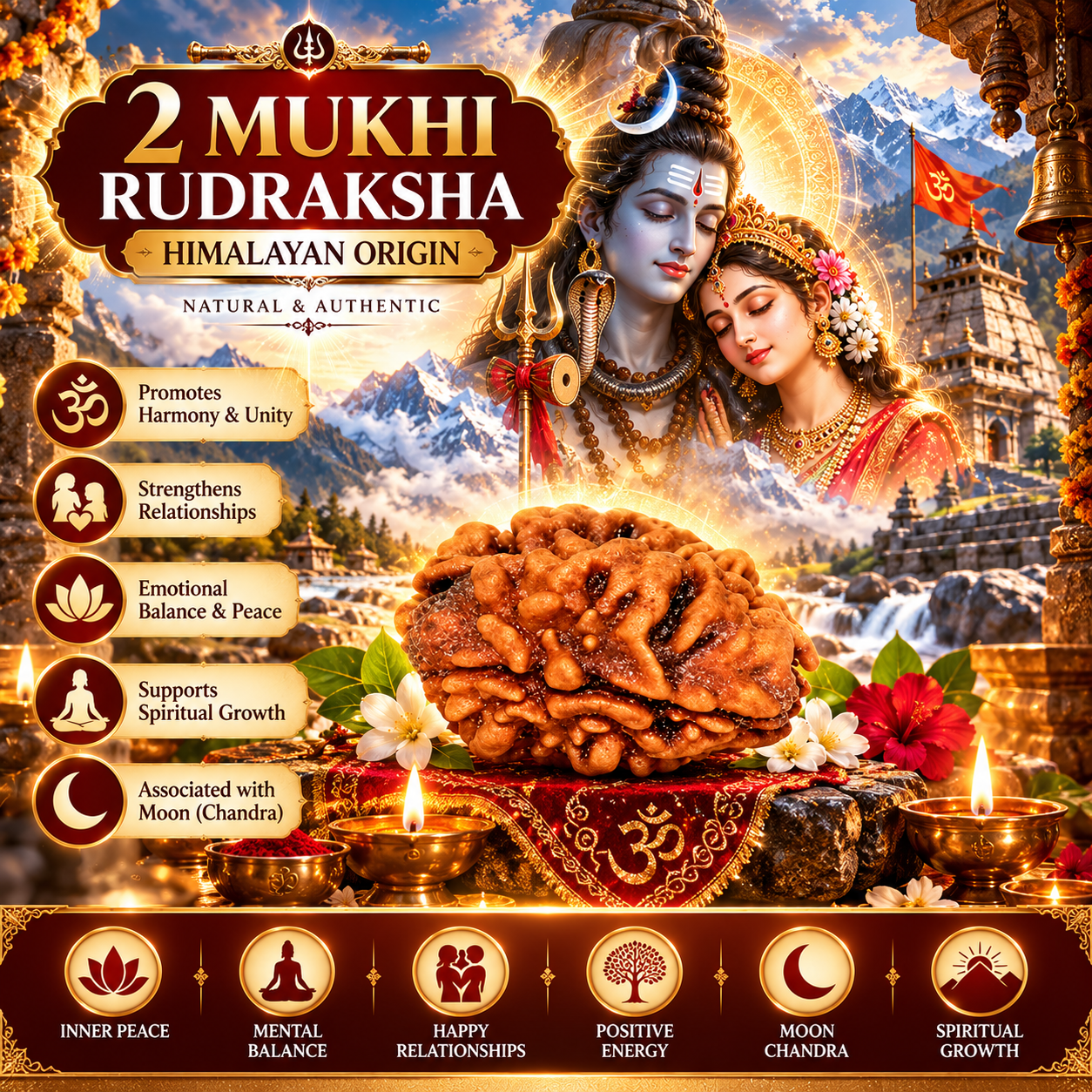 Holy Rudraksha 2 Mukhi Rudraksha – Himalaya Origin | Natural & Certified image 5