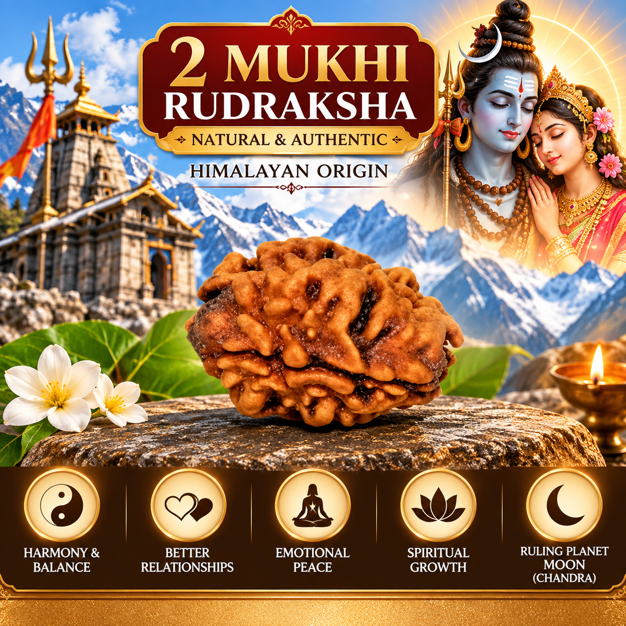 Holy Rudraksha 2 Mukhi Rudraksha – Himalaya Origin | Natural & Certified image 2
