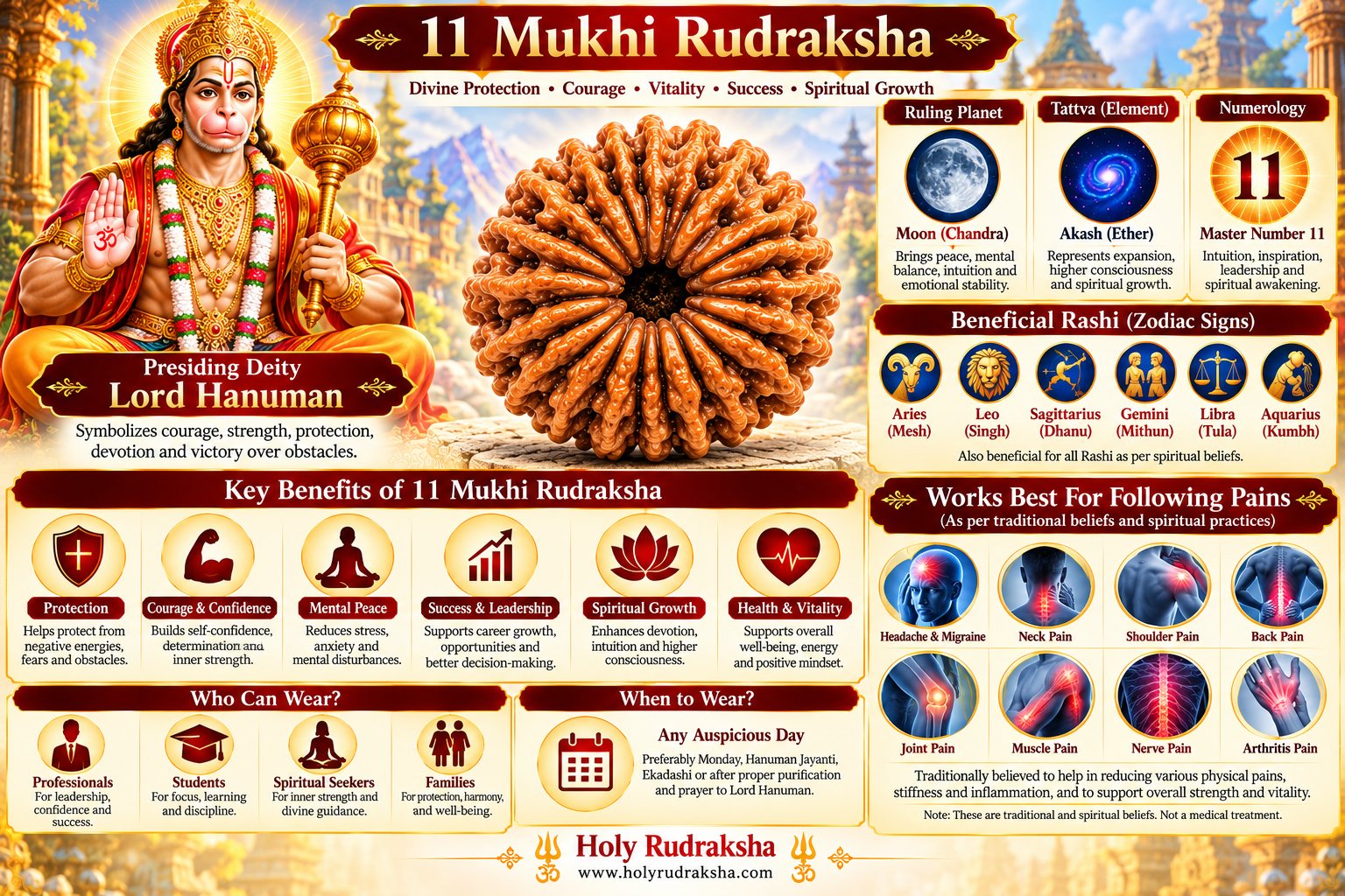 Holy Rudraksha 11 Mukhi Rudraksha – Nepal Origin | Natural & Certified view 3