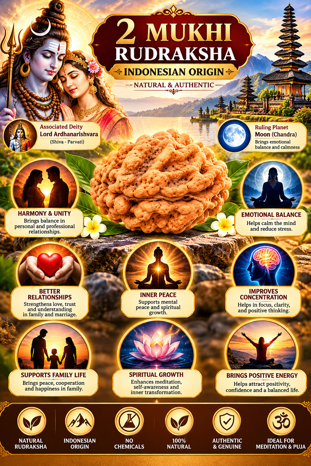 Holy Rudraksha 2 Mukhi Java Rudraksha – Indonesian Origin | Natural & Certified image 4